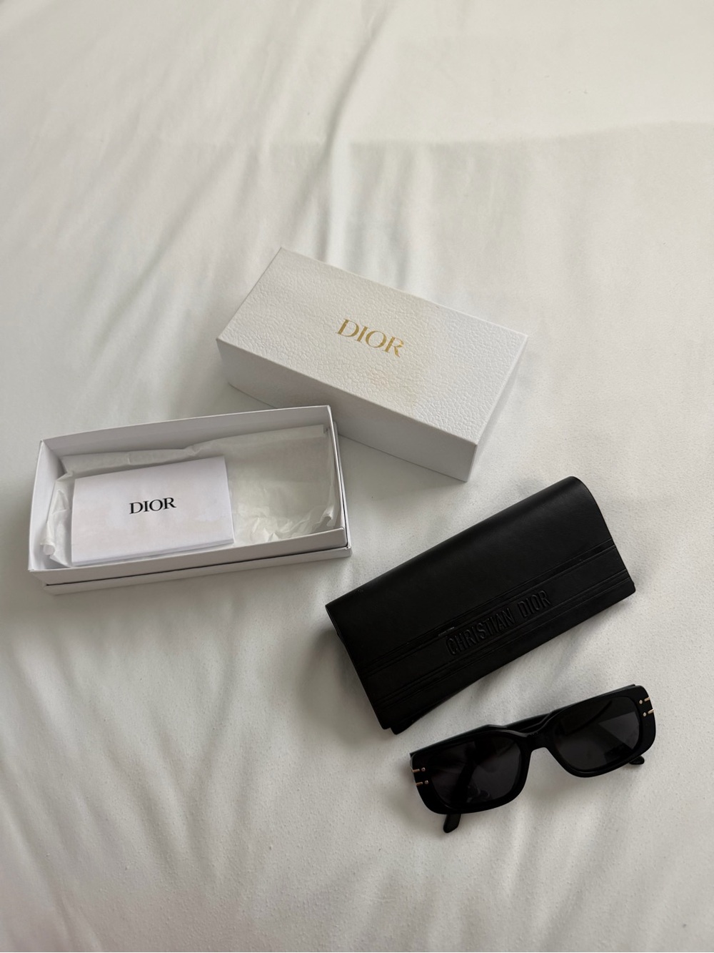 Dior Black Rectangular Men’s Sunglasses with Black Case